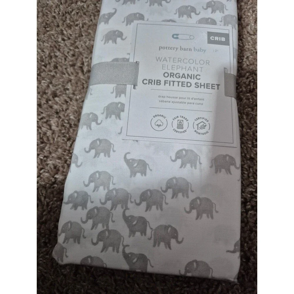 Pottery barn baby fitted crib sheet watercolor elephant